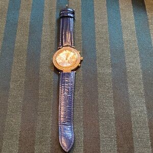Elegant Blue Leather Strap Watch